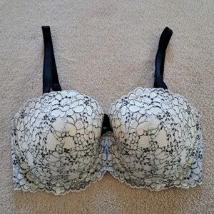 Victoria's Secret Dream Angels Lace Bra Strapless Black Cream 36DD